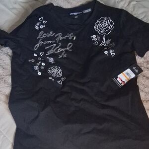 Karl Lagerfeld Black Tee with Silver Graphics